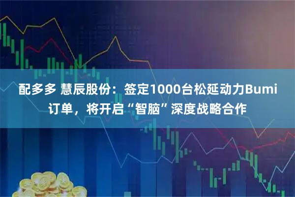 配多多 慧辰股份：签定1000台松延动力Bumi订单，将开启“智脑”深度战略合作