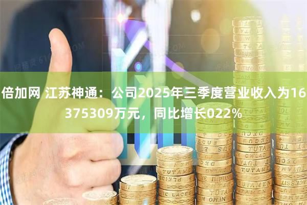 倍加网 江苏神通：公司2025年三季度营业收入为16375309万元，同比增长022%